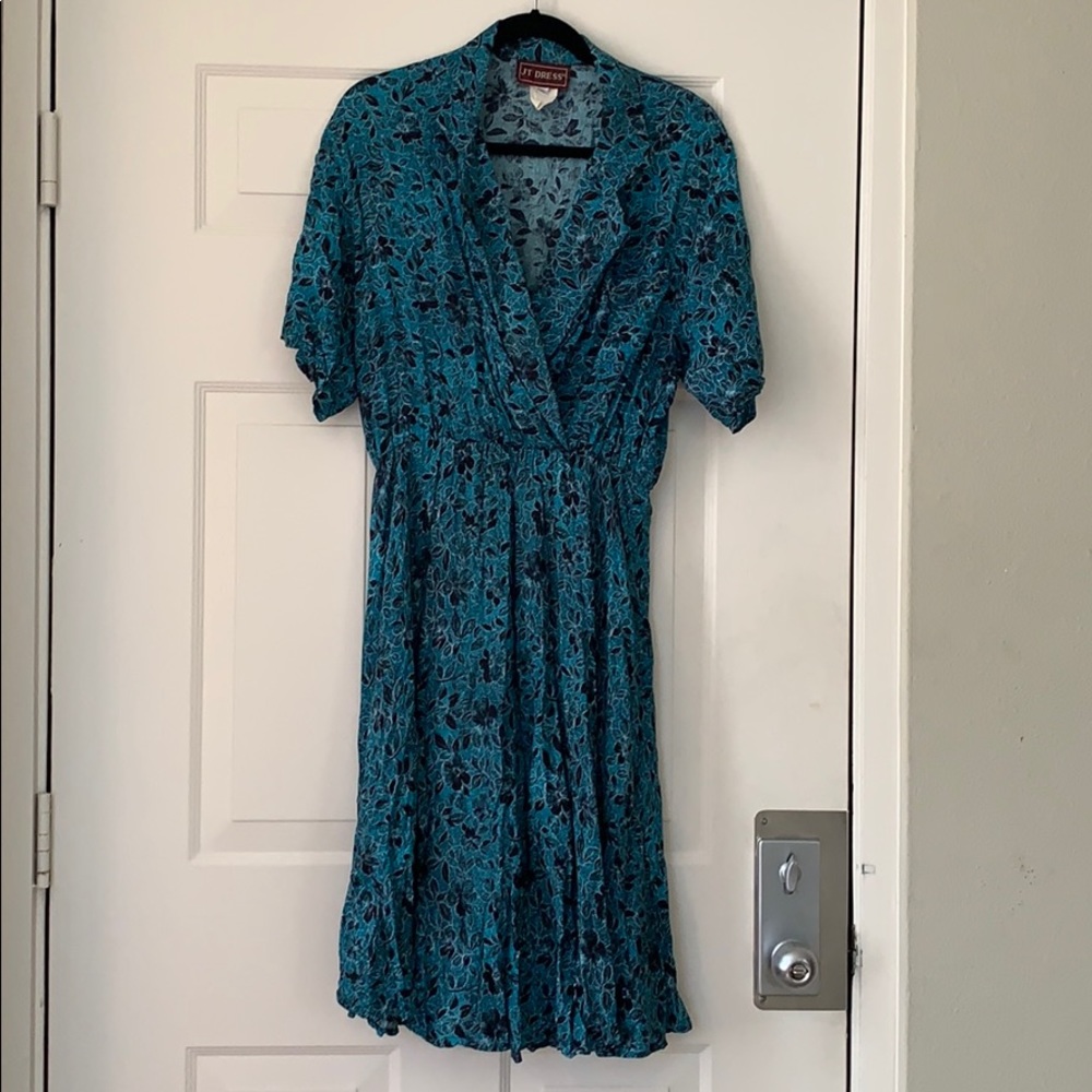 Vintage Teal Floral Dress